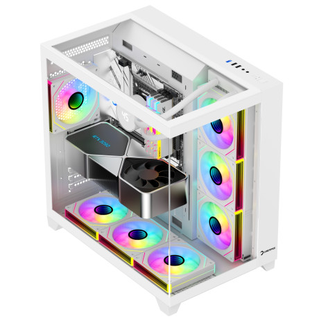 GAMEPOWER WARCRY TOPGLASS 4X ARGB FAN BEYAZ GAMING KASA 