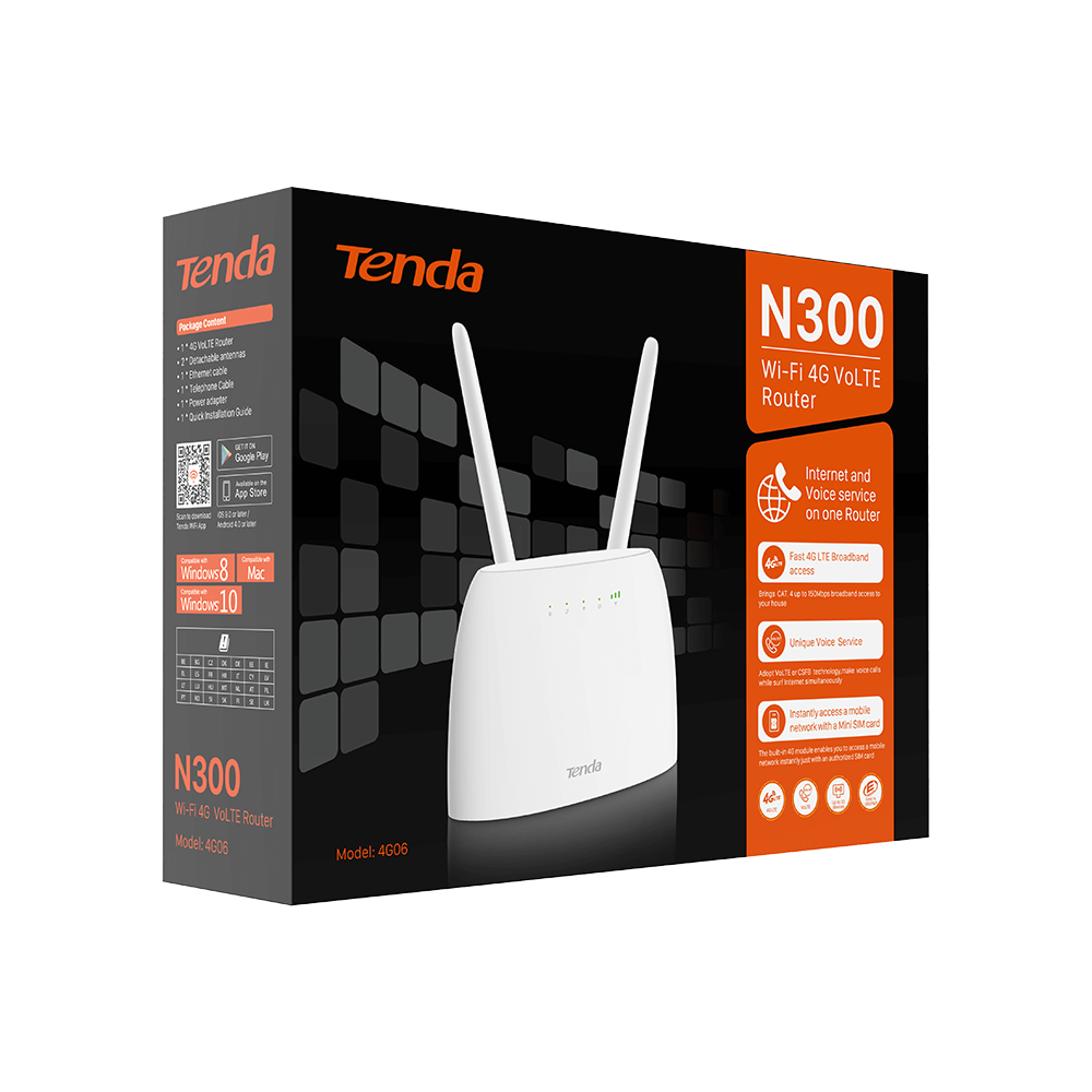 TENDA 4G06 N300 Wi-Fi 4G VoLTE Router - 1. Görsel