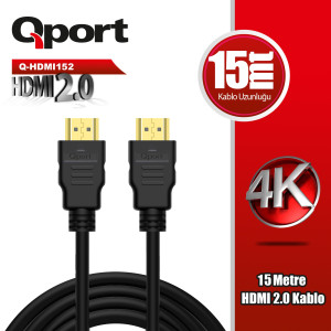 QPORT Q-HDMI152 HDMI 2.0V 4K ALTIN UÇLU KBLO 15 MT