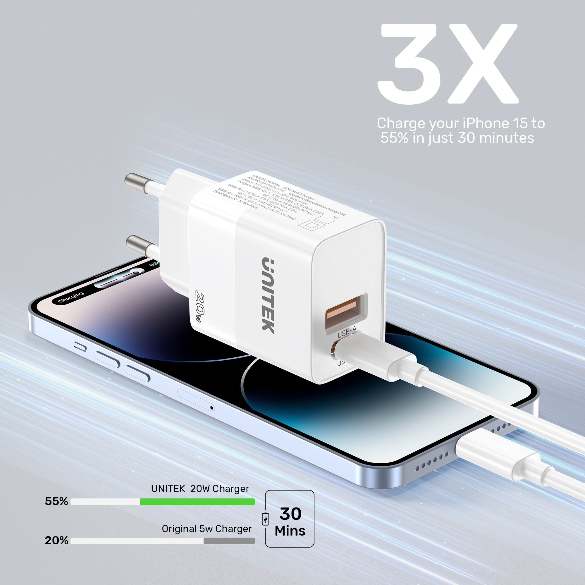 Unitek 20W Hızlı Şarj Adaptörü 1*USB-C (P1124ABK-EU) - 7. Görsel