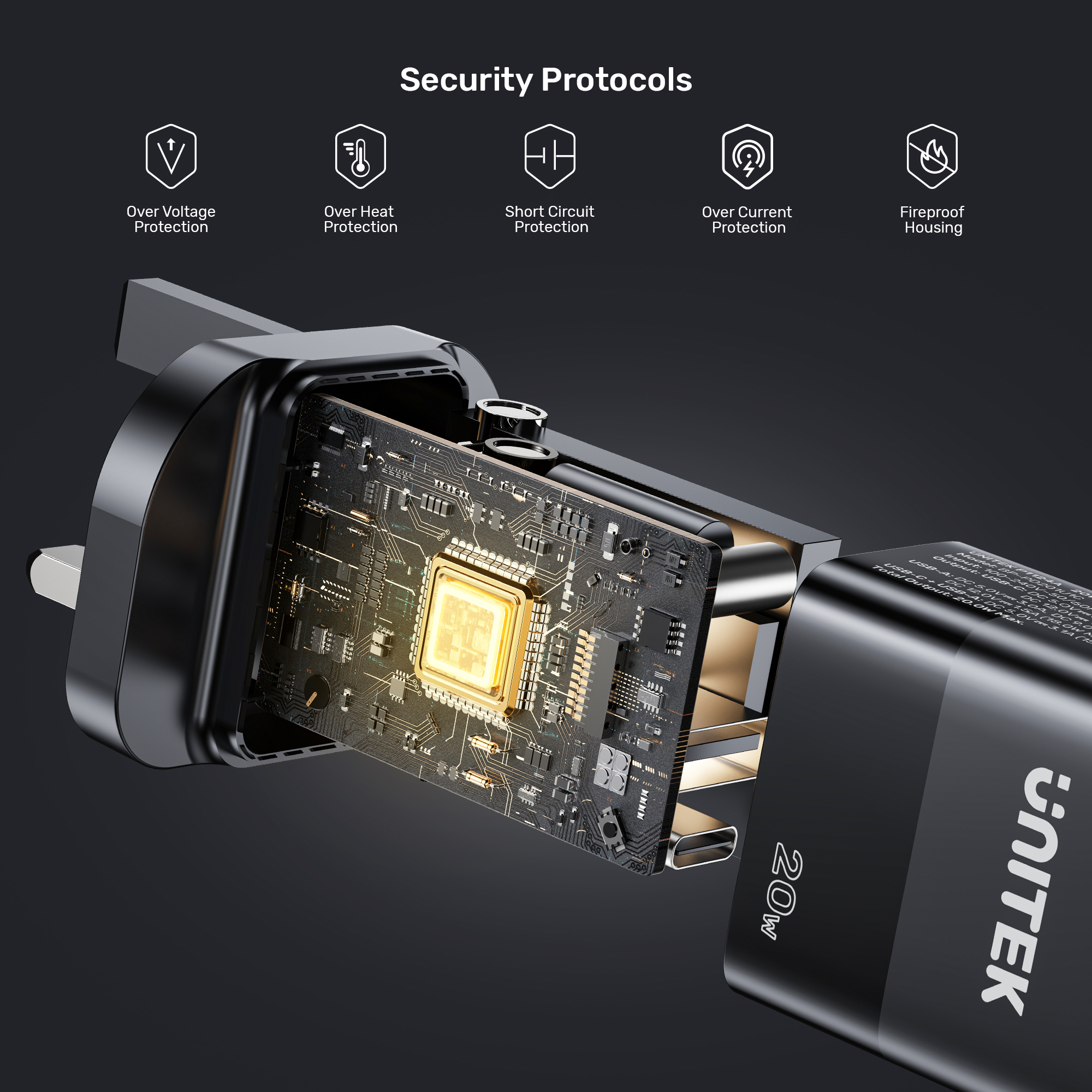 Unitek 20W Hızlı Şarj Adaptörü 1*USB-C (P1124ABK-EU) - 8. Görsel