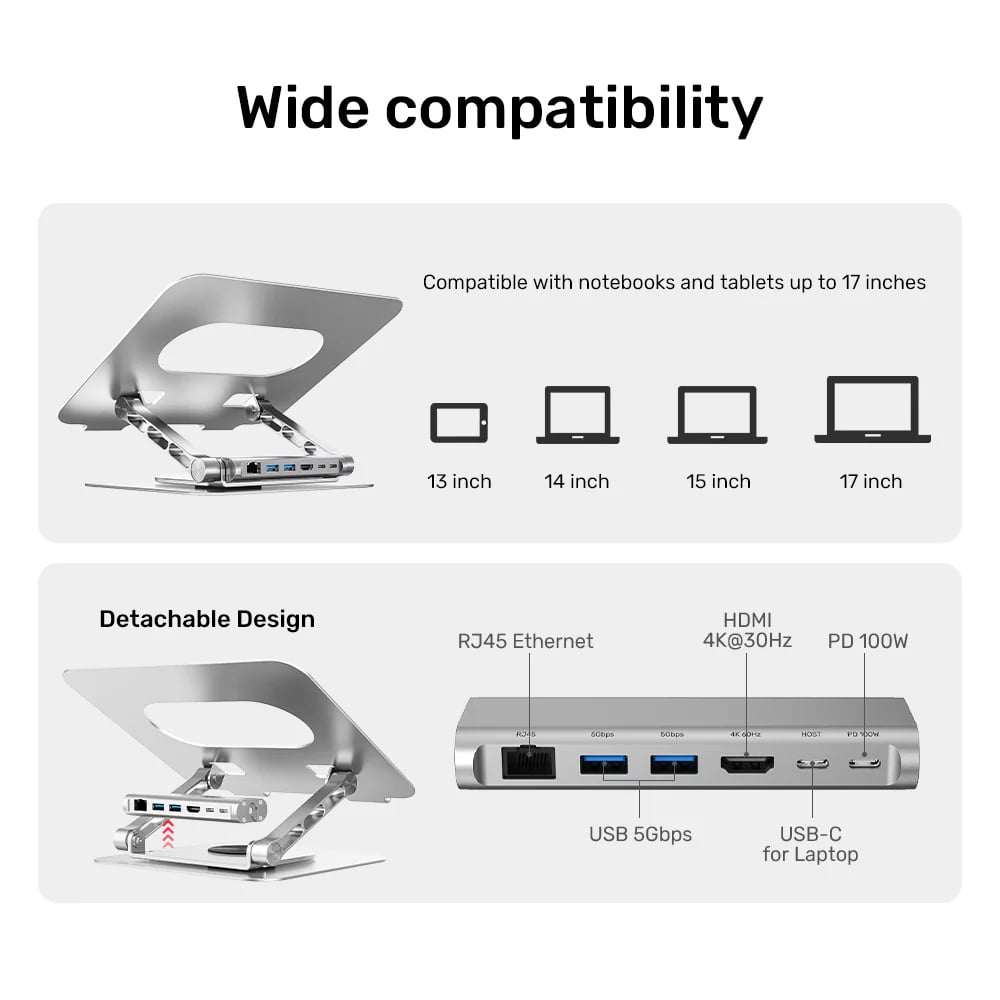 UNITEK 360D METAL 15.6” NOTEBOOK STAND 5in1 D1109B - 10. Görsel